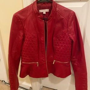 Stylish Red Leather Jacket from New York & Company